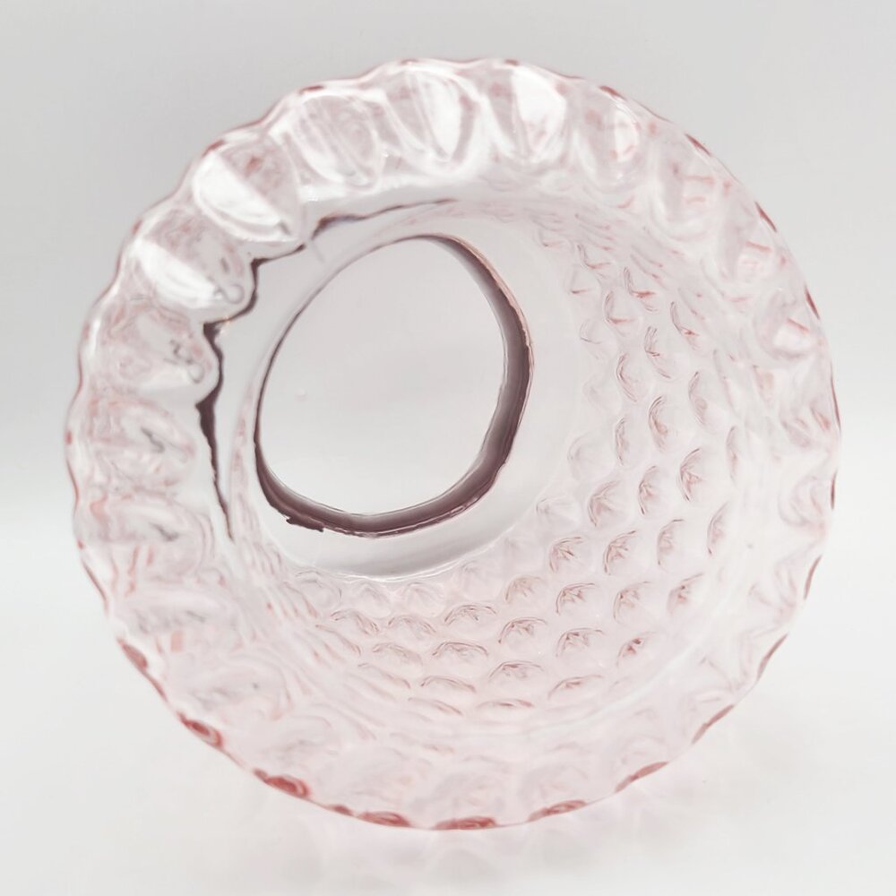 Pink Textured Ovals Pressed Glass Vase 8" Ugly Rim Paint - Picture 7 of 11